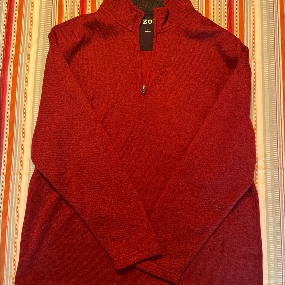 Izod Men's Zip Up Red Sweater